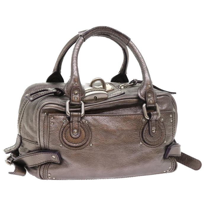 Chloe Paddington Hand Bag Leather Metallic Silver ki3489