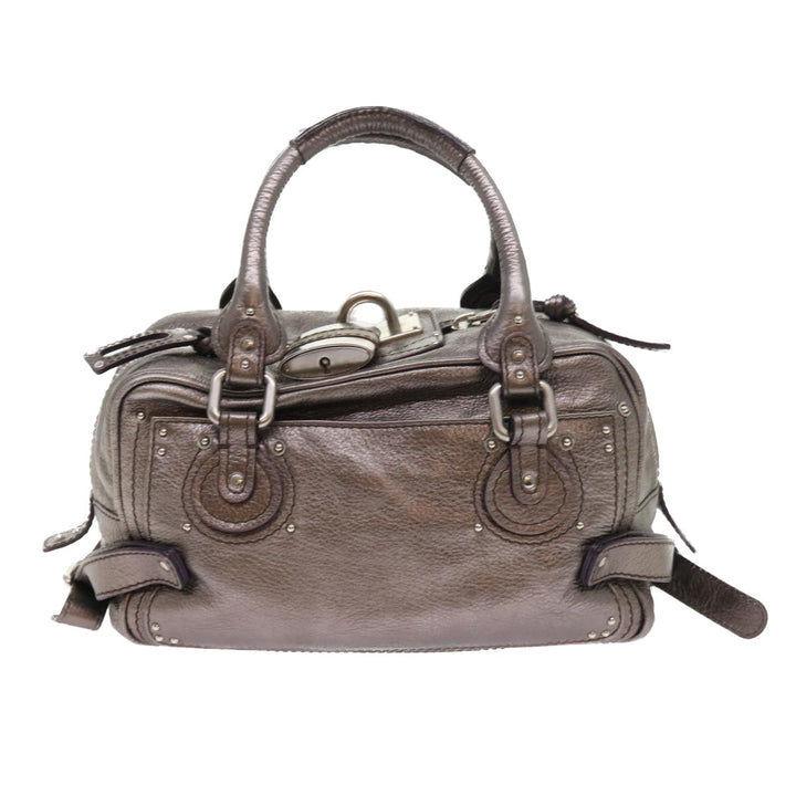 Chloe Paddington Hand Bag Leather Metallic Silver ki3489