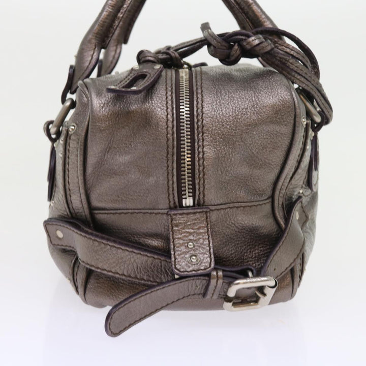 Chloe Paddington Hand Bag Leather Metallic Silver ki3489