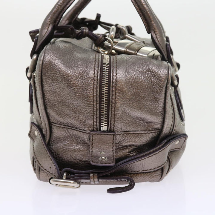 Chloe Paddington Hand Bag Leather Metallic Silver ki3489