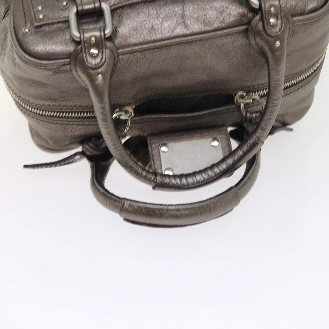 Chloe Paddington Hand Bag Leather Metallic Silver ki3489