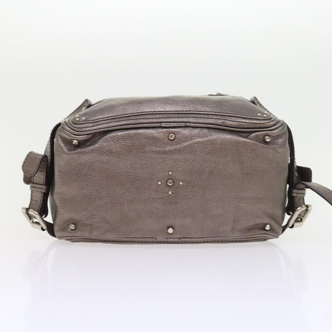 Chloe Paddington Hand Bag Leather Metallic Silver ki3489