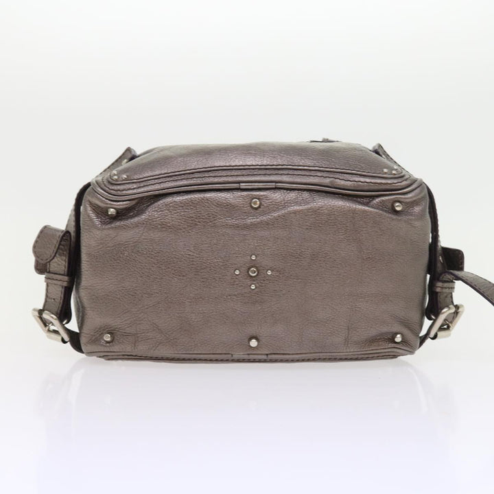 Chloe Paddington Hand Bag Leather Metallic Silver ki3489