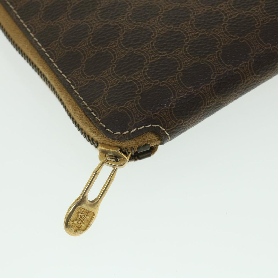 Celine Macadam Canvas Business Bag PVC Leather Brown  ki3539