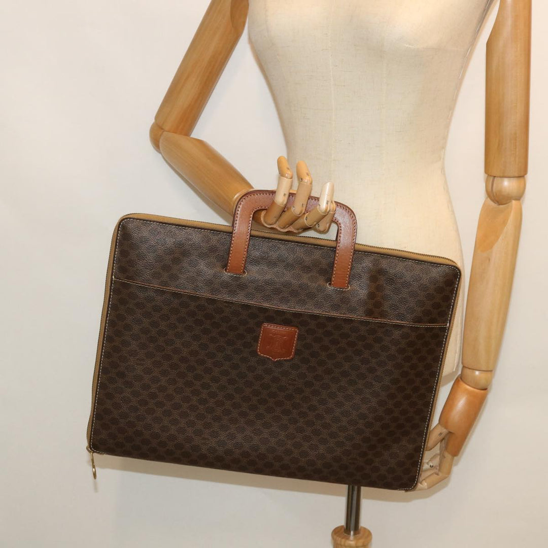Celine Macadam Canvas Business Bag PVC Leather Brown  ki3539
