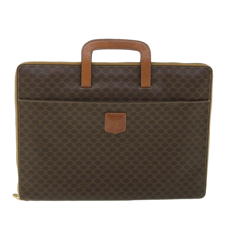 Celine Macadam Canvas Business Bag PVC Leather Brown  ki3539