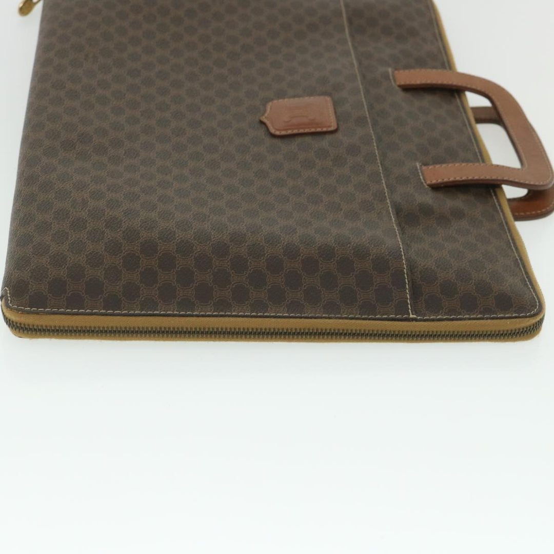 Celine Macadam Canvas Business Bag PVC Leather Brown  ki3539