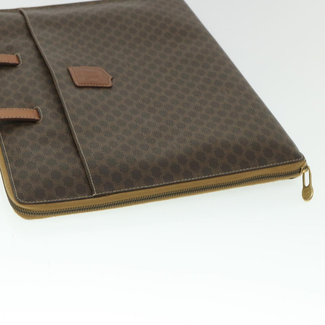 Celine Macadam Canvas Business Bag PVC Leather Brown  ki3539