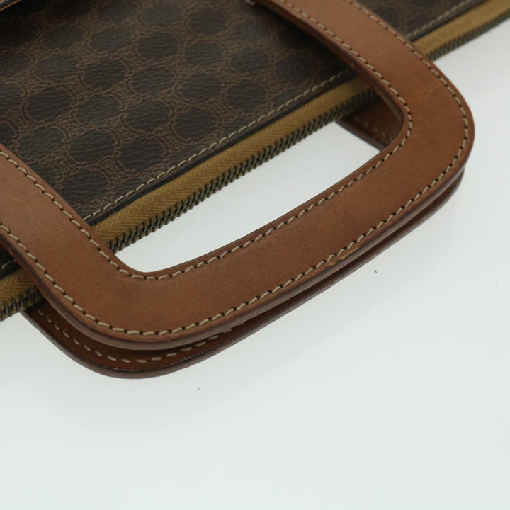 Celine Macadam Canvas Business Bag PVC Leather Brown  ki3539