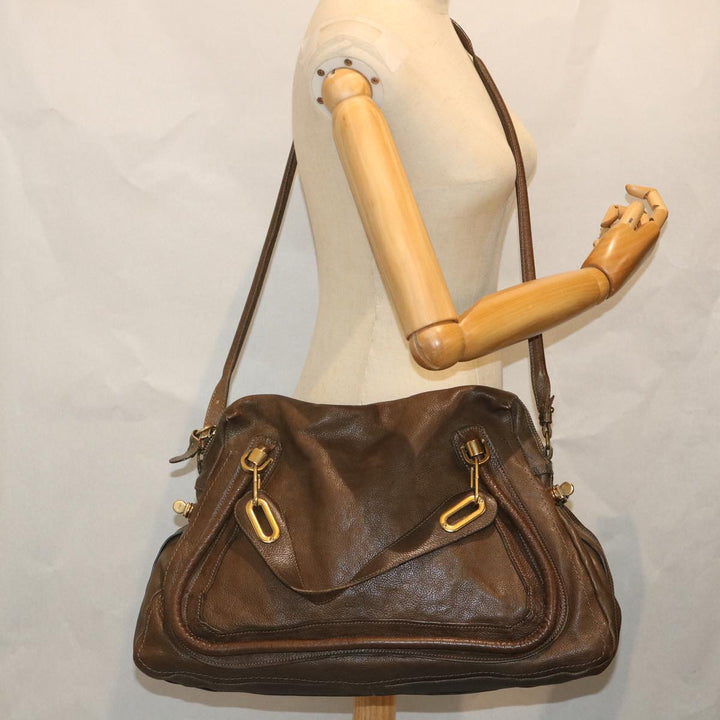 Chloe Paraty Shoulder Bag Leather 2way Brown ki3591