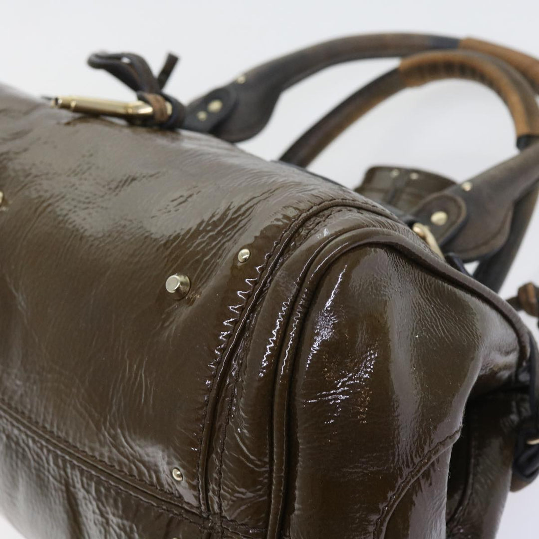 Chloe Paddington Hand Bag Patent leather Brown ki3597