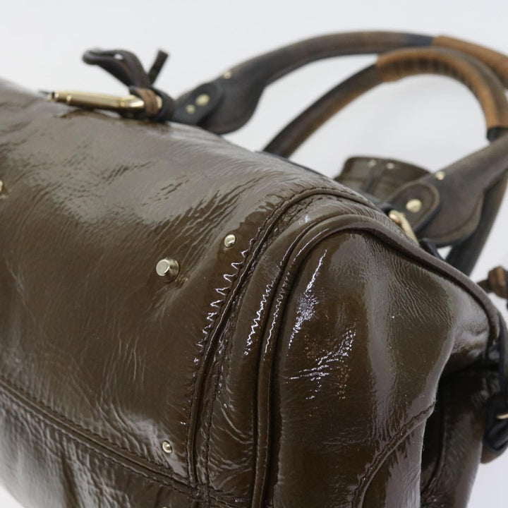 Chloe Paddington Hand Bag Patent leather Brown ki3597
