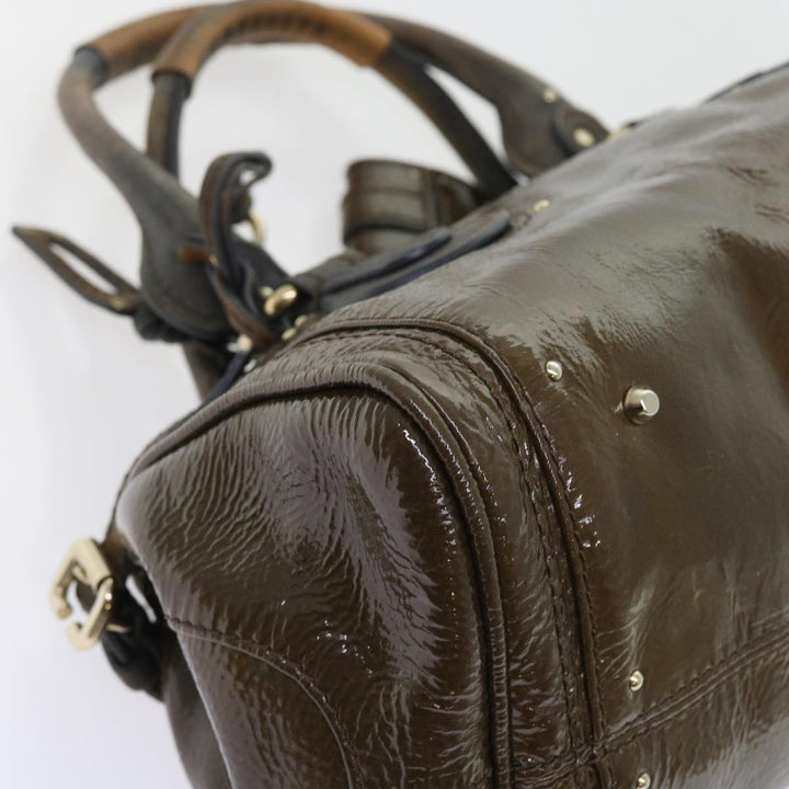 Chloe Paddington Hand Bag Patent leather Brown ki3597