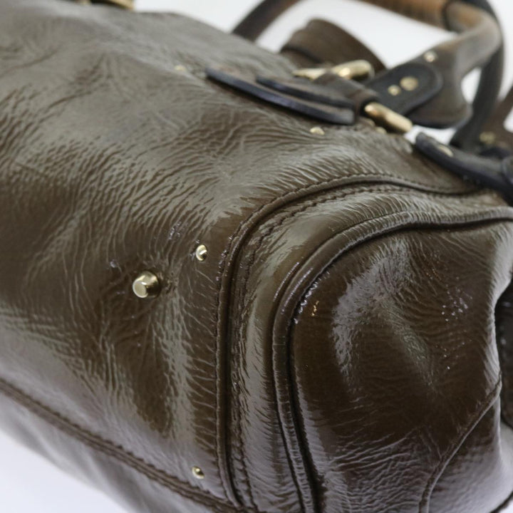 Chloe Paddington Hand Bag Patent leather Brown ki3597