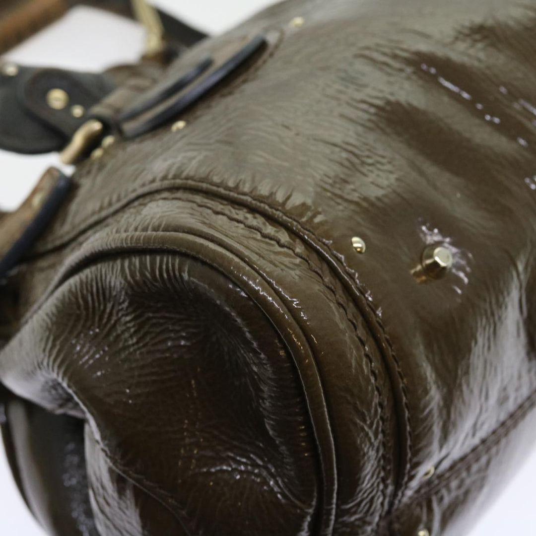 Chloe Paddington Hand Bag Patent leather Brown ki3597