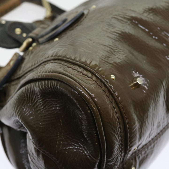 Chloe Paddington Hand Bag Patent leather Brown ki3597