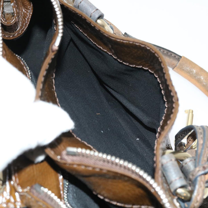 Chloe Paddington Hand Bag Patent leather Brown ki3597