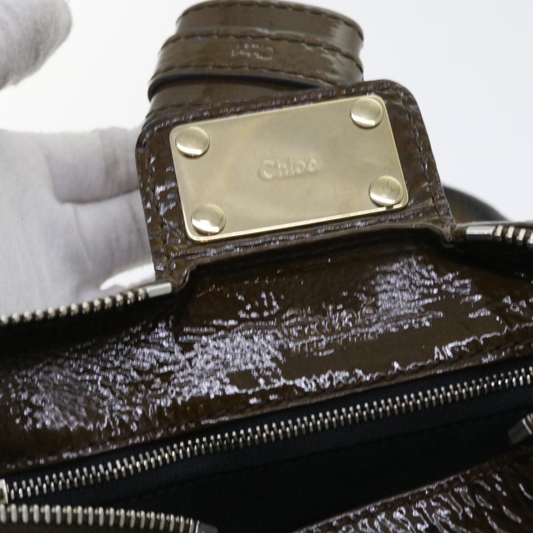 Chloe Paddington Hand Bag Patent leather Brown ki3597