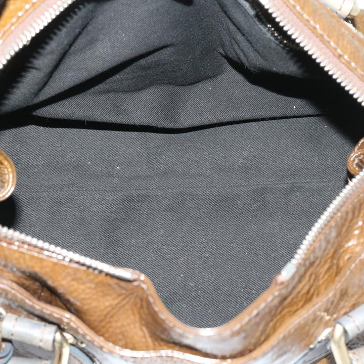 Chloe Paddington Hand Bag Patent leather Brown ki3597