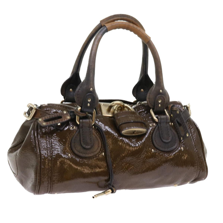 Chloe Paddington Hand Bag Patent leather Brown ki3597