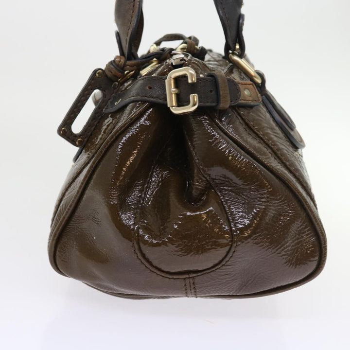 Chloe Paddington Hand Bag Patent leather Brown ki3597