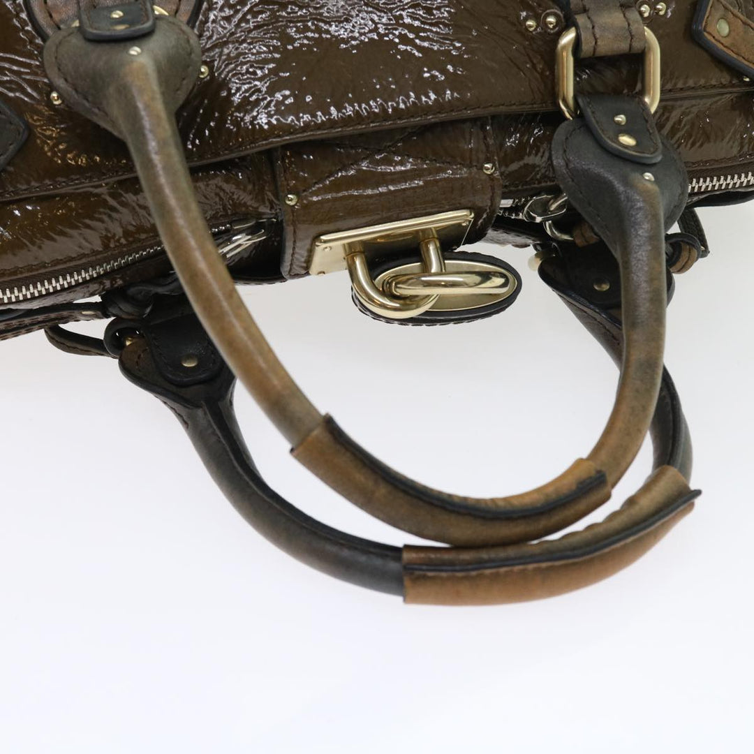 Chloe Paddington Hand Bag Patent leather Brown ki3597