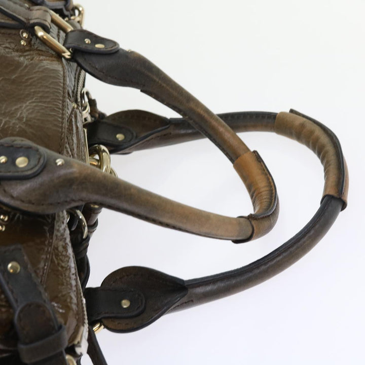 Chloe Paddington Hand Bag Patent leather Brown ki3597