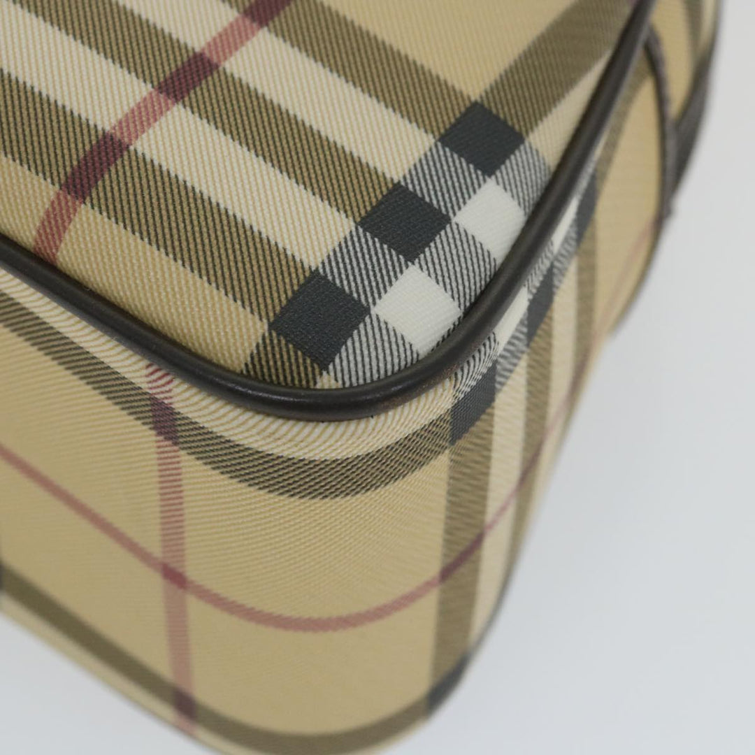 Burberry Nova Check Hand Bag PVC Leather Beige Auth ki3649