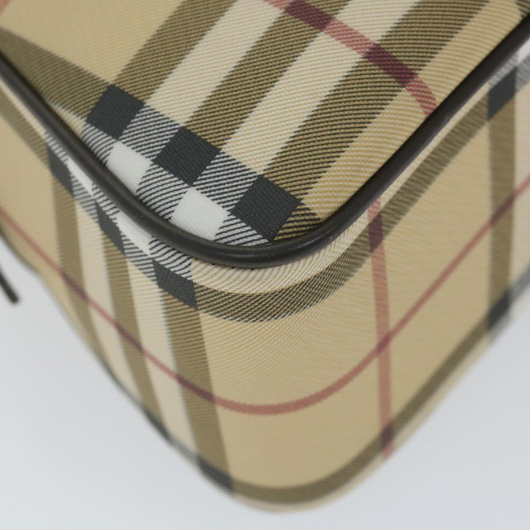 Burberry Nova Check Hand Bag PVC Leather Beige Auth ki3649