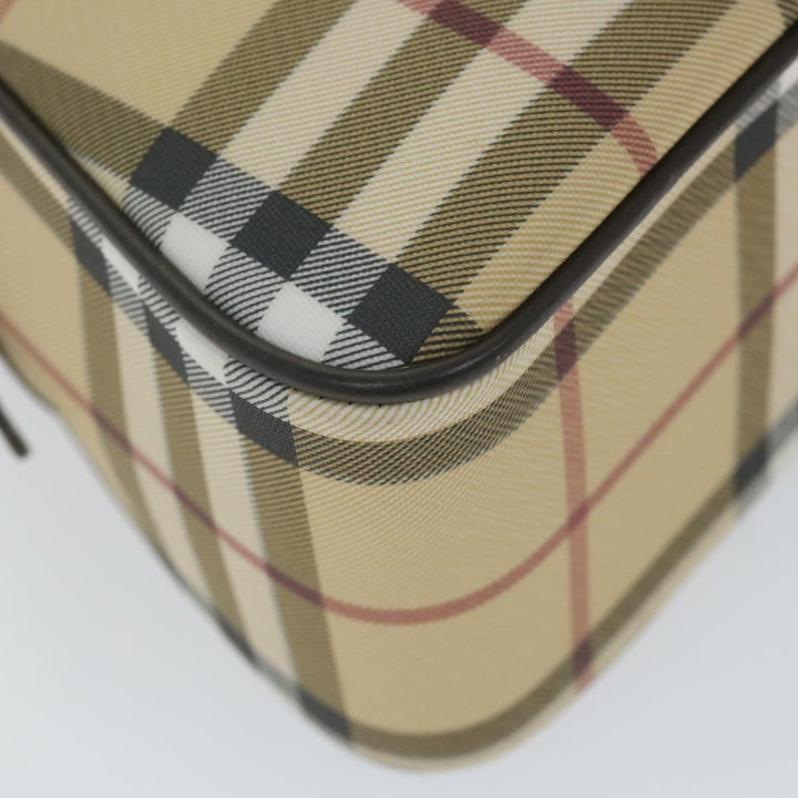 Burberry Nova Check Hand Bag PVC Leather Beige Auth ki3649
