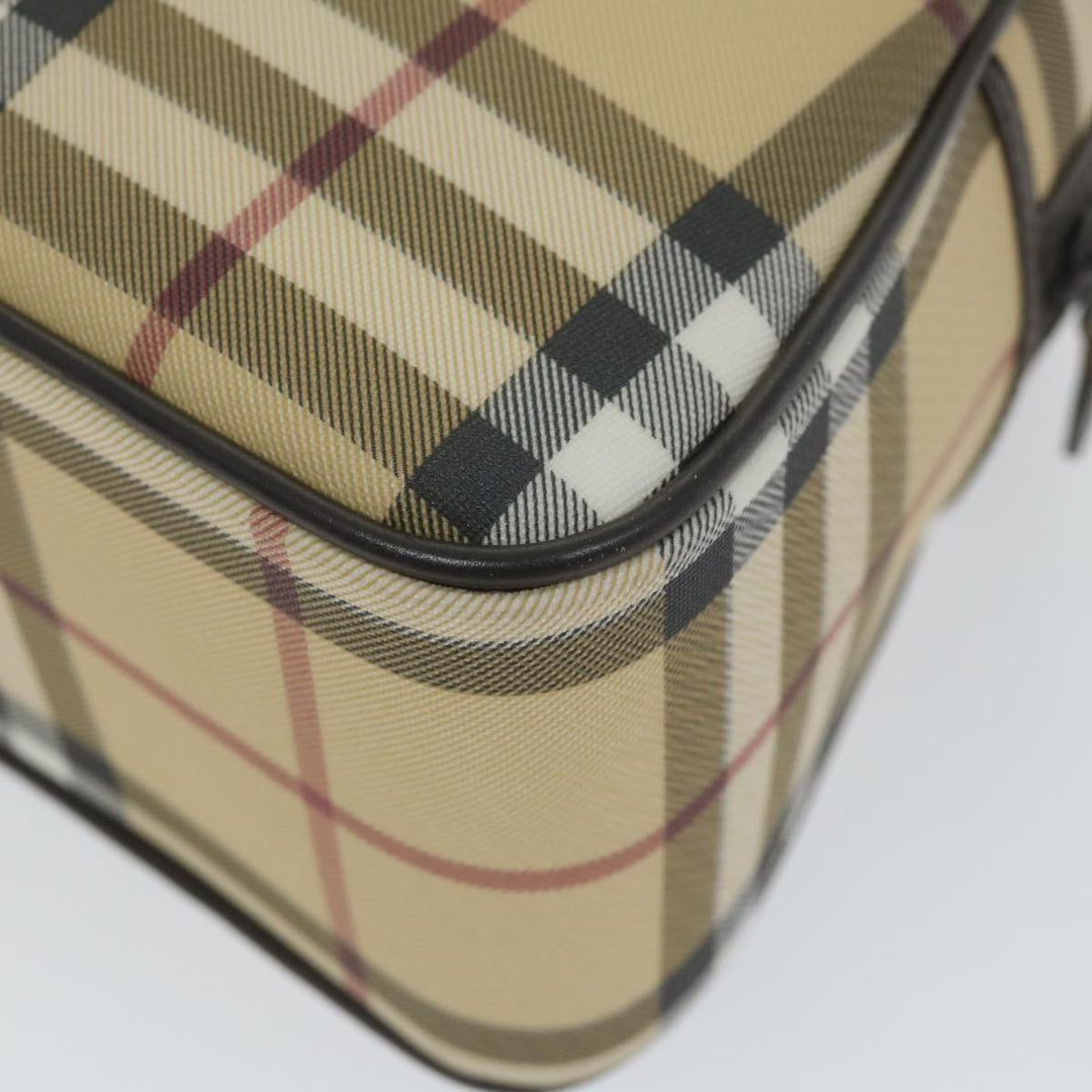 Burberry Nova Check Hand Bag PVC Leather Beige Auth ki3649