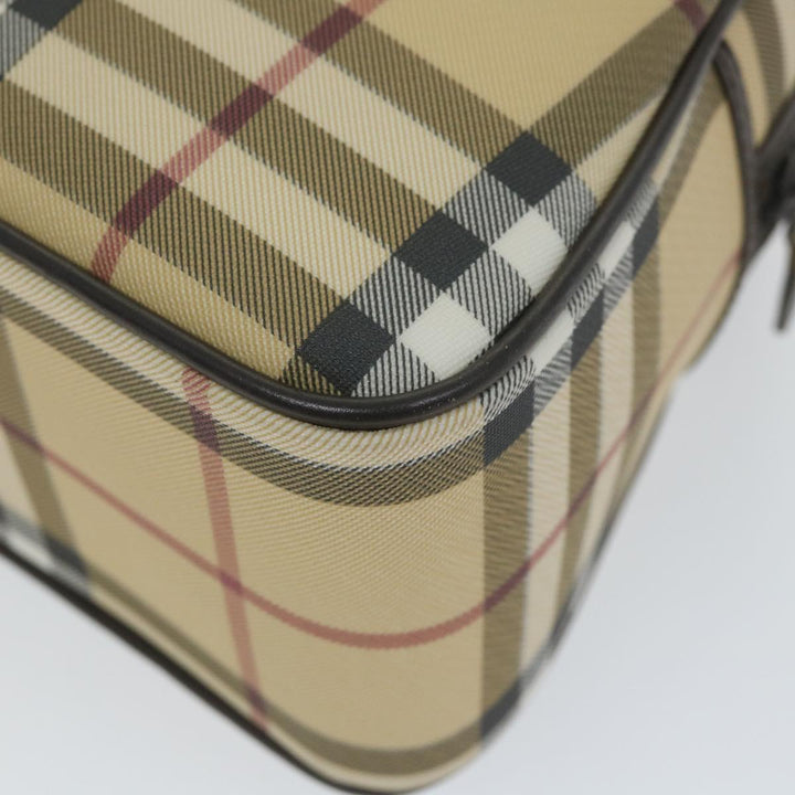 Burberry Nova Check Hand Bag PVC Leather Beige Auth ki3649