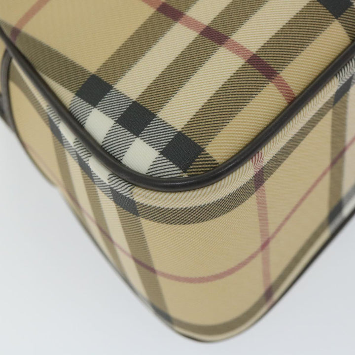 Burberry Nova Check Hand Bag PVC Leather Beige Auth ki3649