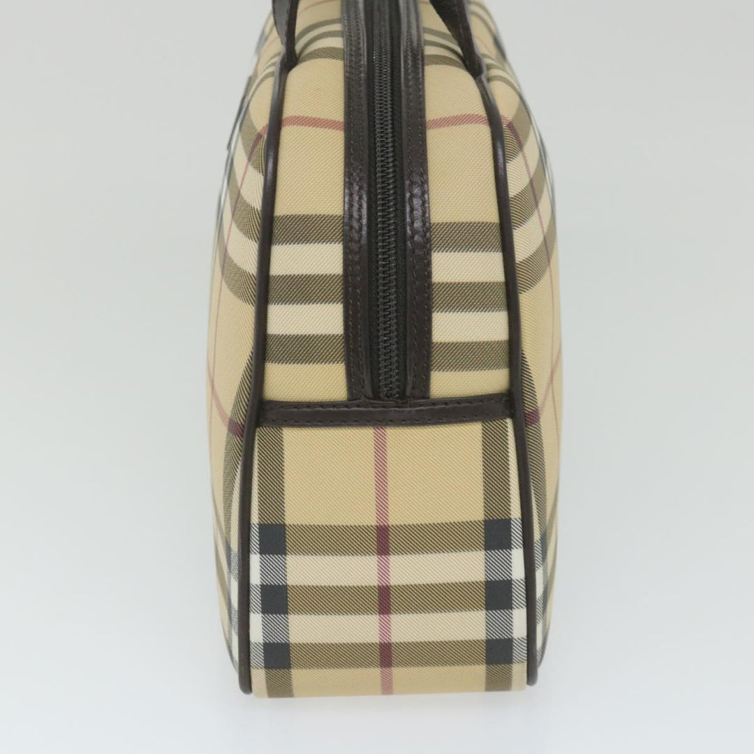 Burberry Nova Check Hand Bag PVC Leather Beige Auth ki3649