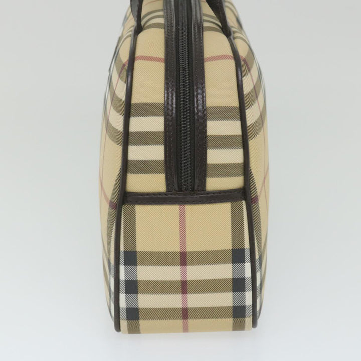 Burberry Nova Check Hand Bag PVC Leather Beige Auth ki3649