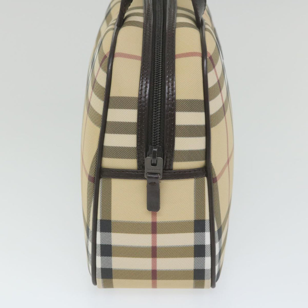 Burberry Nova Check Hand Bag PVC Leather Beige Auth ki3649