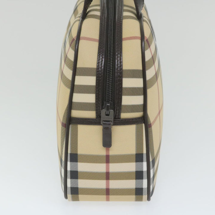 Burberry Nova Check Hand Bag PVC Leather Beige Auth ki3649