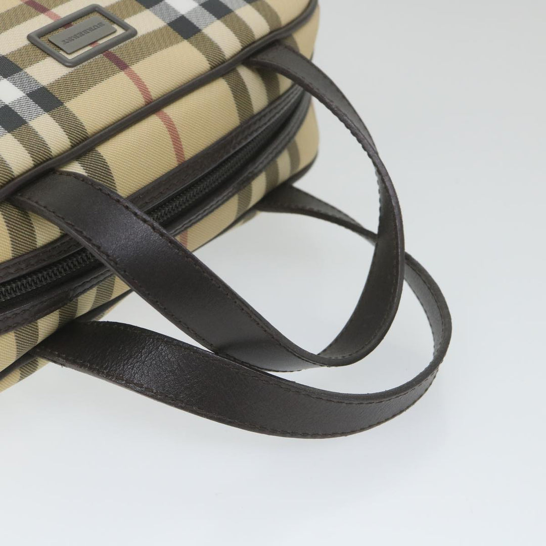 Burberry Nova Check Hand Bag PVC Leather Beige Auth ki3649