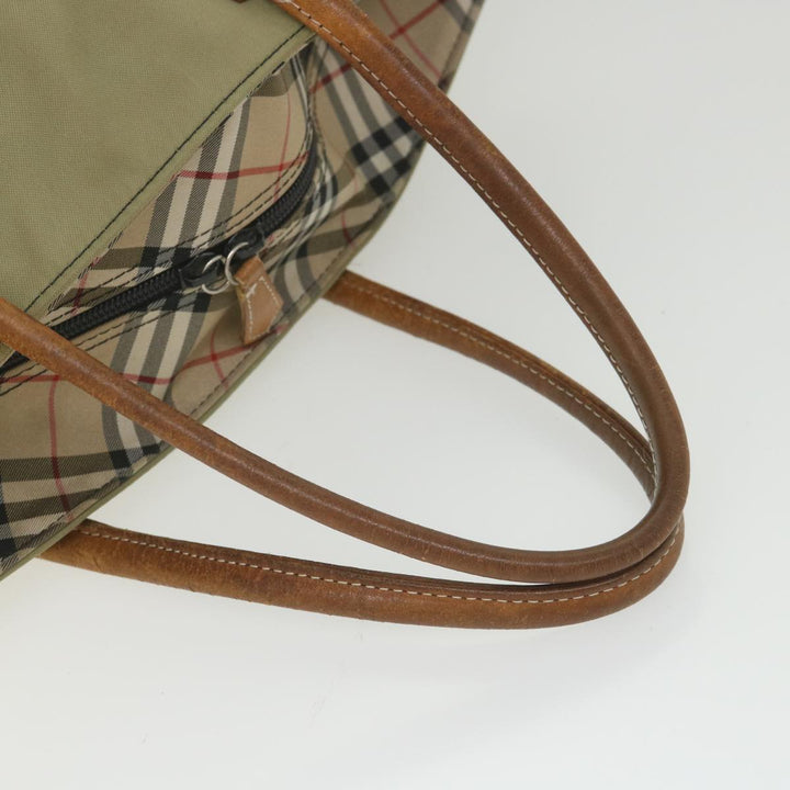 BURBERRYSs Blue Label Tote Bag Nylon Khaki Auth ki3744