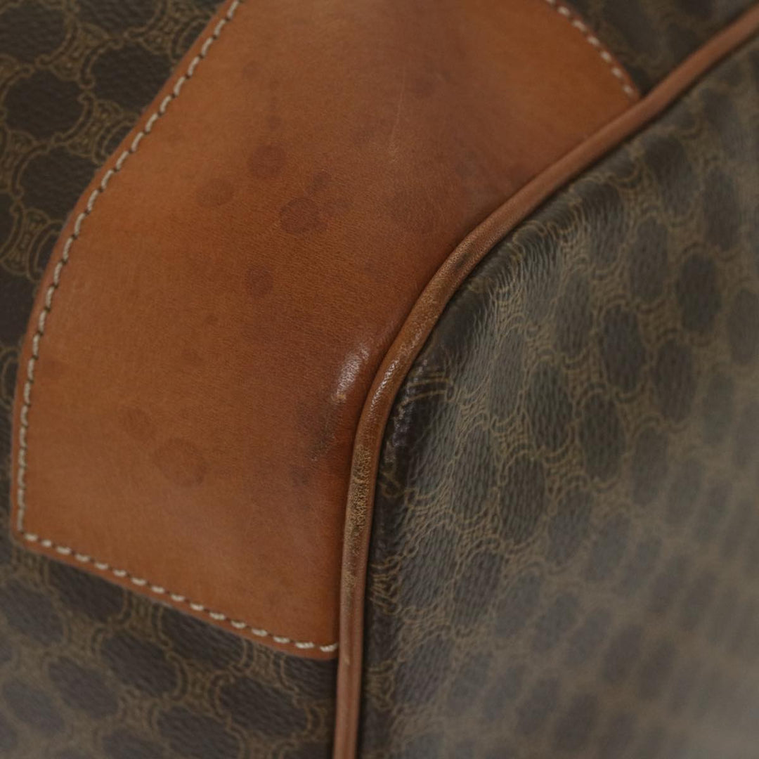 Celine Macadam Canvas Boston Bag PVC Leather Brown  ki3775