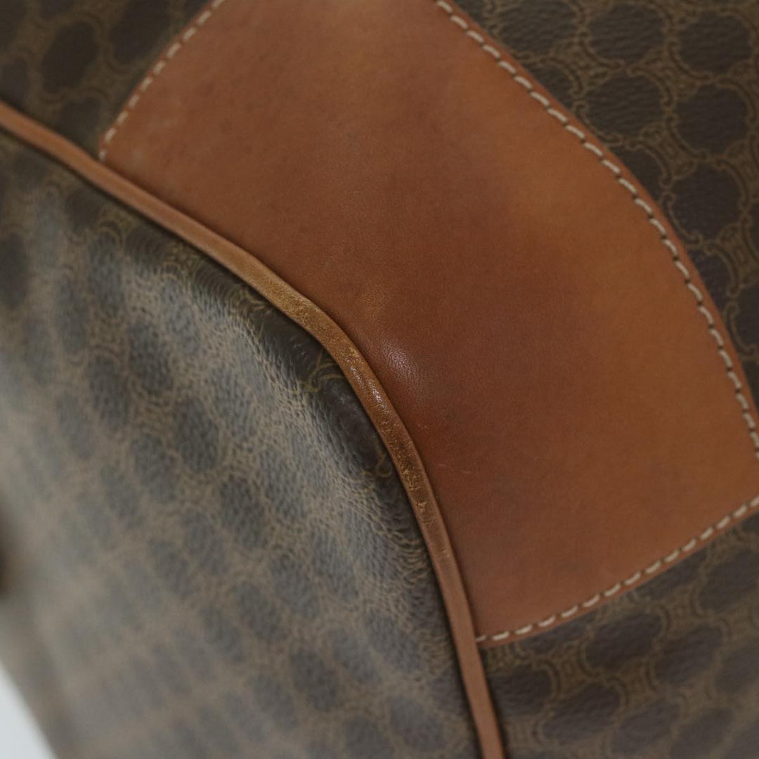 Celine Macadam Canvas Boston Bag PVC Leather Brown  ki3775