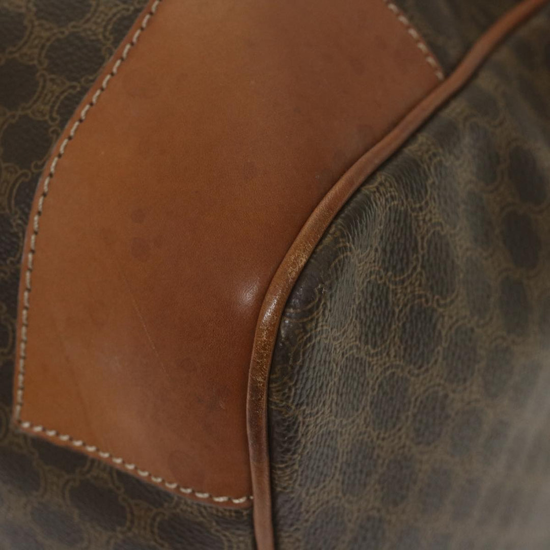 Celine Macadam Canvas Boston Bag PVC Leather Brown  ki3775
