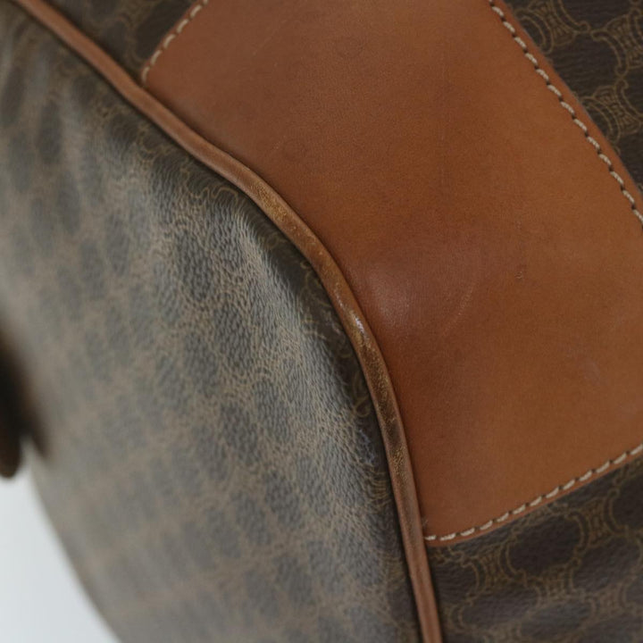 Celine Macadam Canvas Boston Bag PVC Leather Brown  ki3775