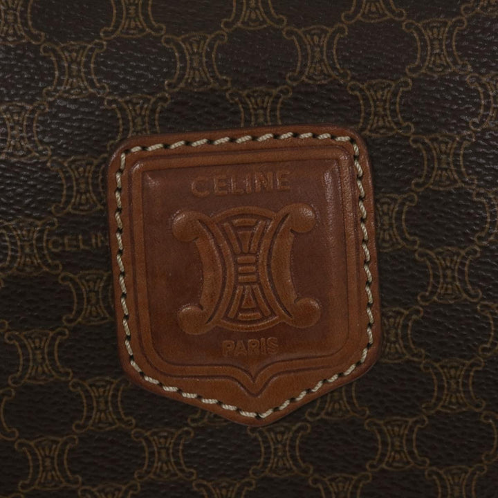 Celine Macadam Canvas Boston Bag PVC Leather Brown  ki3775