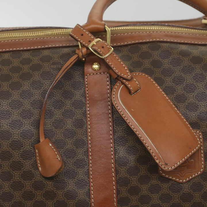 Celine Macadam Canvas Boston Bag PVC Leather Brown  ki3775