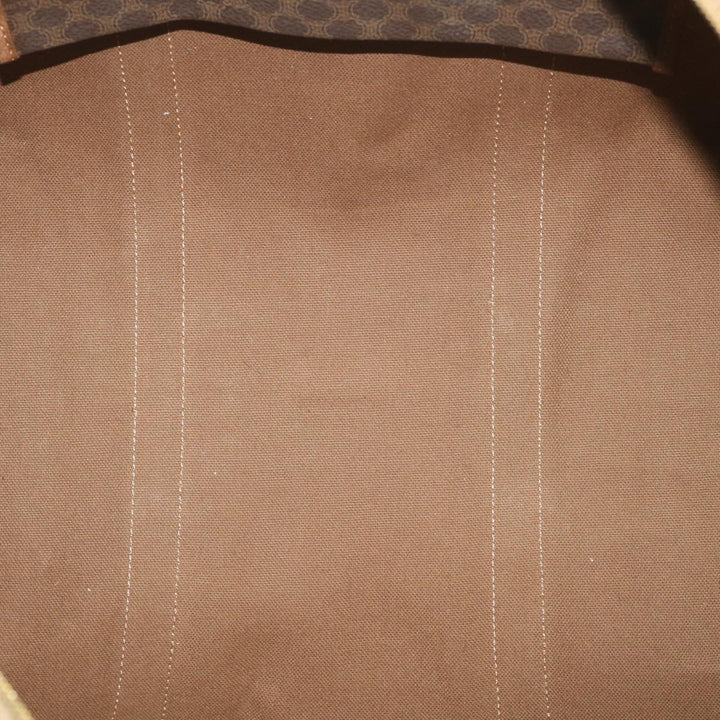 Celine Macadam Canvas Boston Bag PVC Leather Brown  ki3775