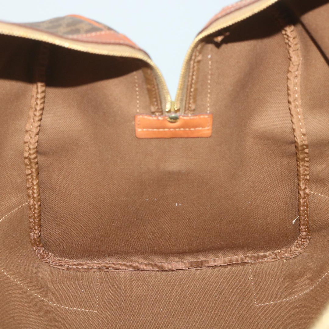 Celine Macadam Canvas Boston Bag PVC Leather Brown  ki3775
