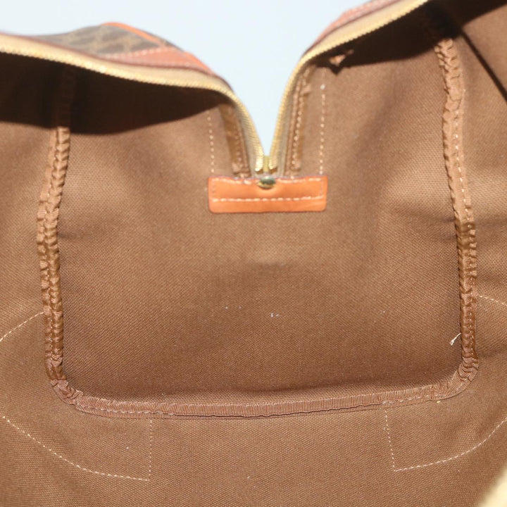 Celine Macadam Canvas Boston Bag PVC Leather Brown  ki3775