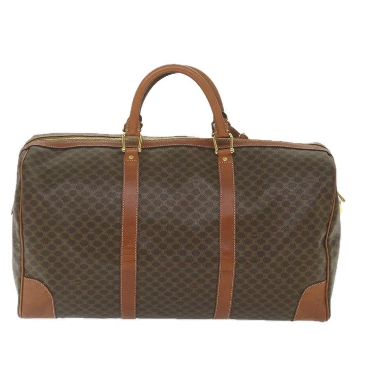 Celine Macadam Canvas Boston Bag PVC Leather Brown  ki3775