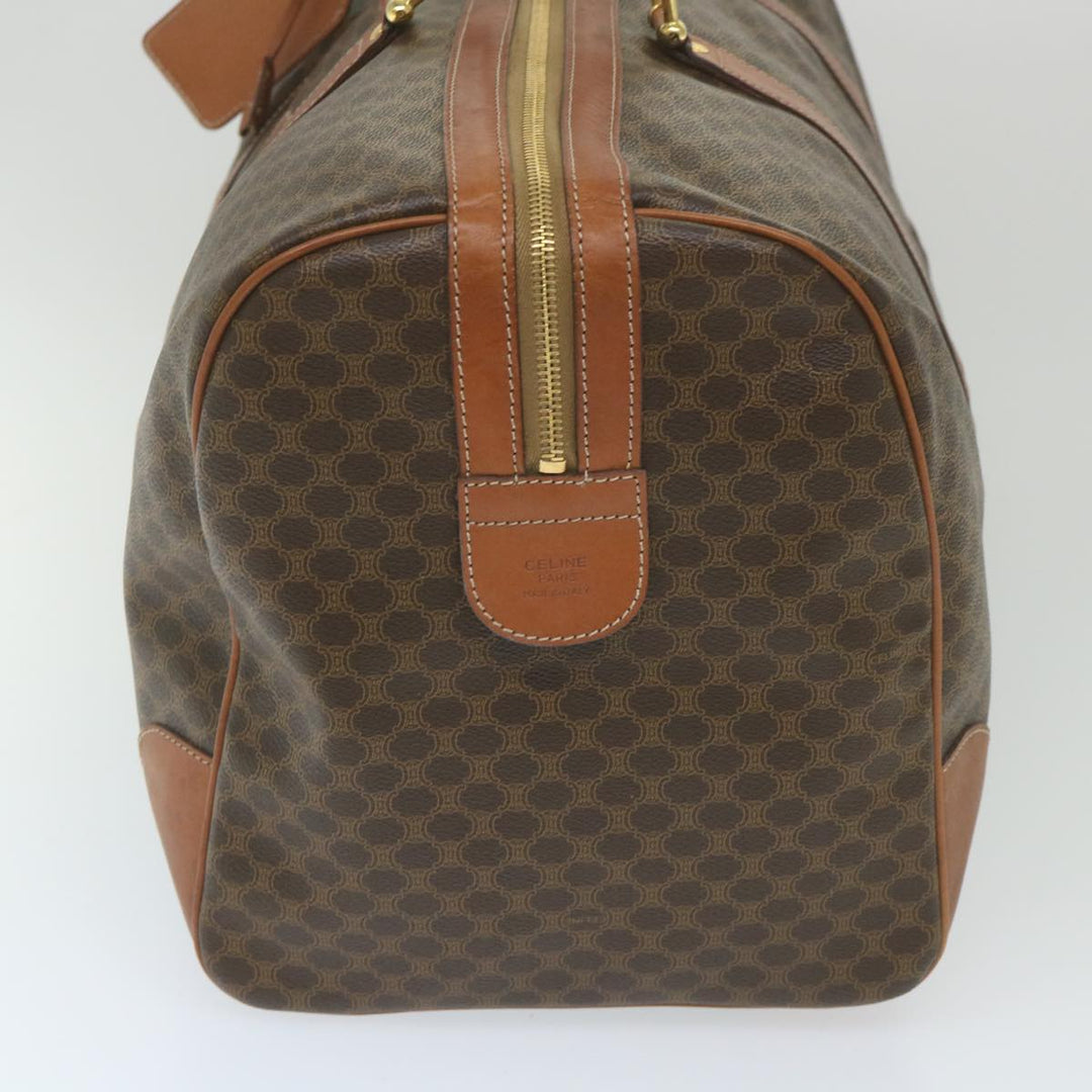 Celine Macadam Canvas Boston Bag PVC Leather Brown  ki3775